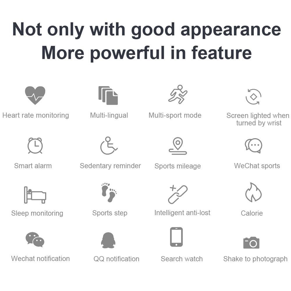 Smart Bracelet With Call Reminder Heart Rate & Sleep Monitoring - White