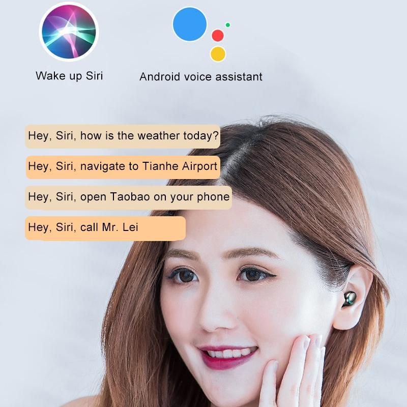 Bluetooth Earphone with Noise Reduction & Breathing Light Hand Strap - White