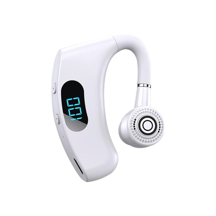 V12 Business Wireless Bluetooth 5.0 Earphone with Charging Box - Hanging Ear Style - White