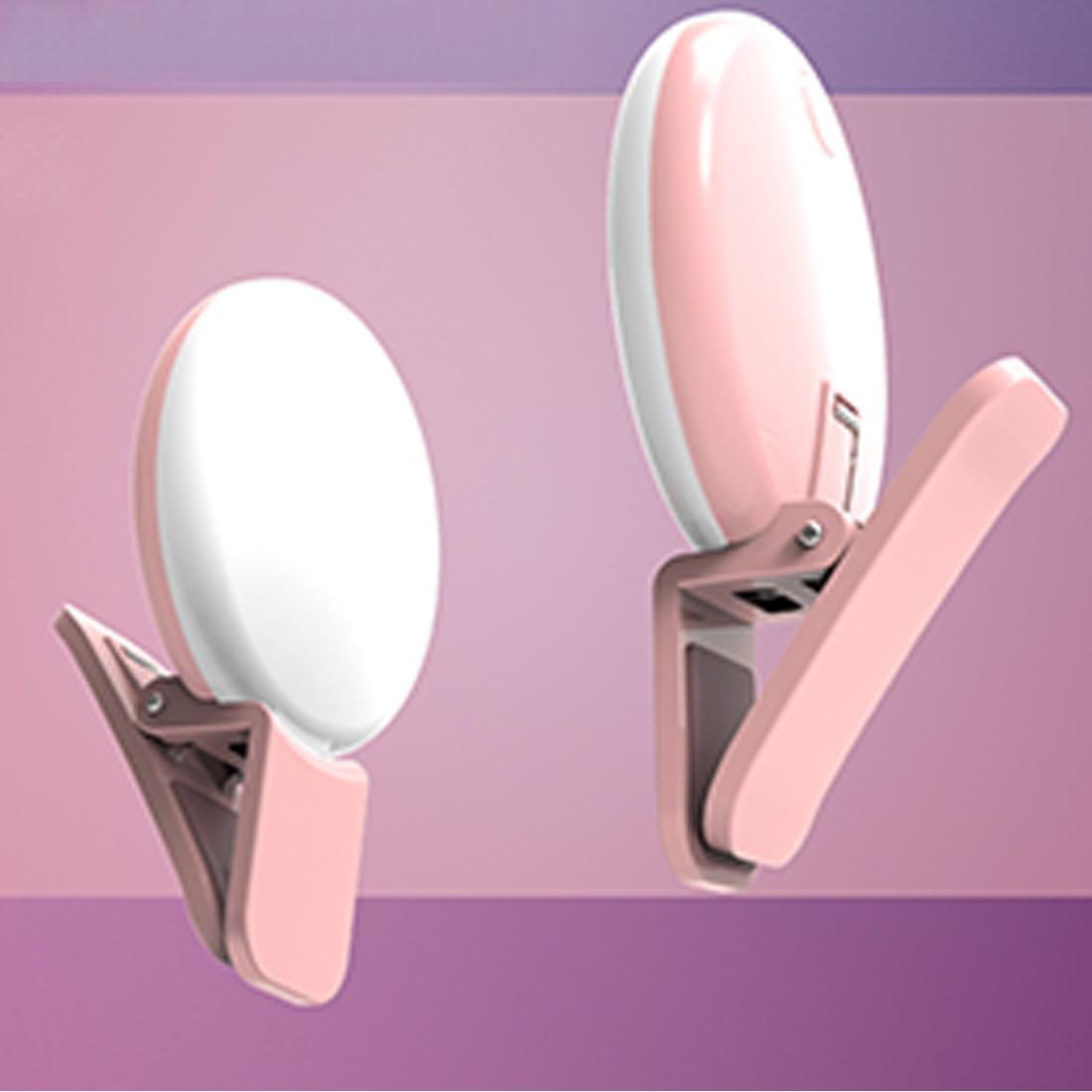 Portable Mini Beauty Light for Smartphones - 3 Brightness Levels 9 Led Warm / White - Iphone Galaxy Huawei Xiaomi Lg Htc - White