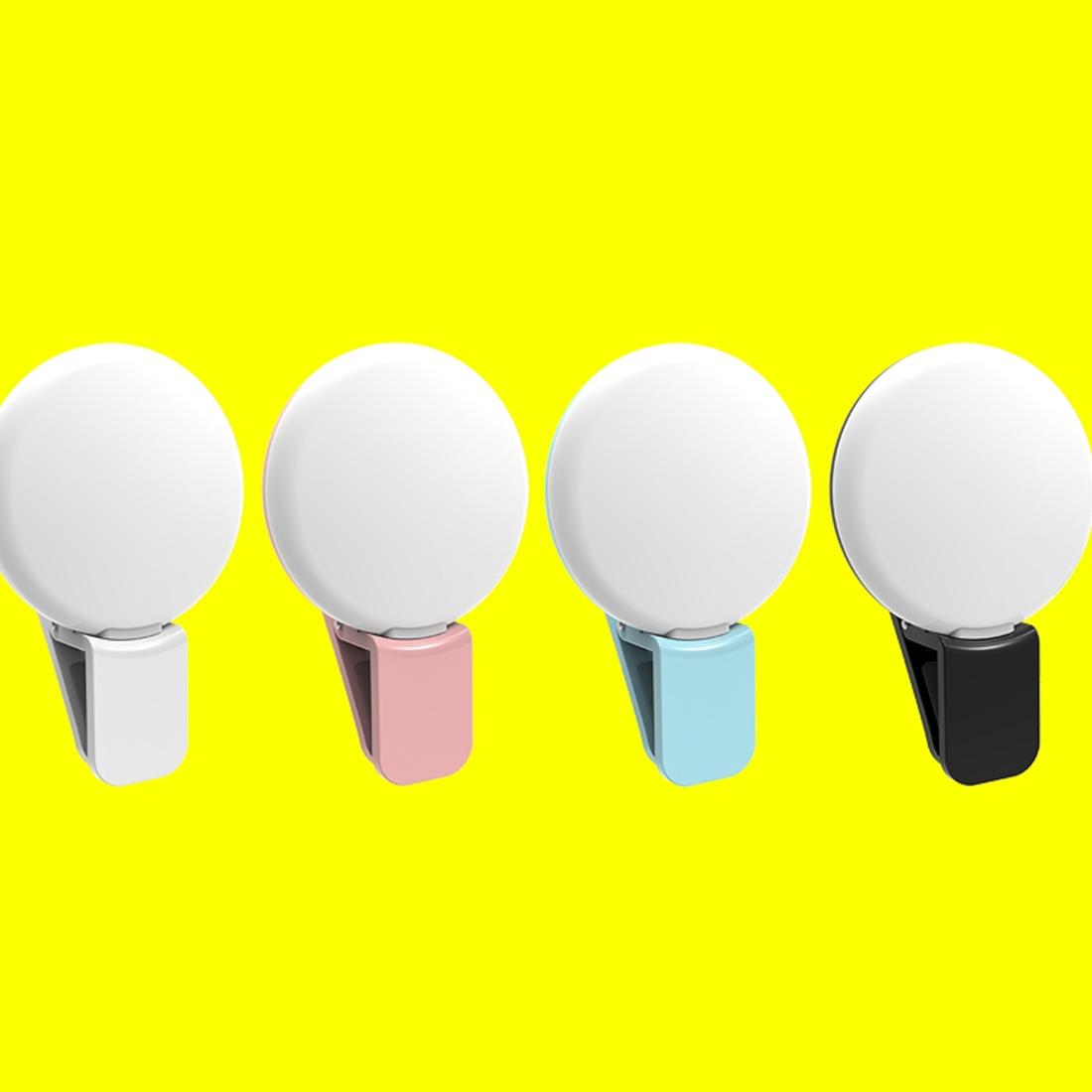 Portable Mini Beauty Light for Smartphones - 3 Brightness Levels 9 Led Warm / White - Iphone Galaxy Huawei Xiaomi Lg Htc - White