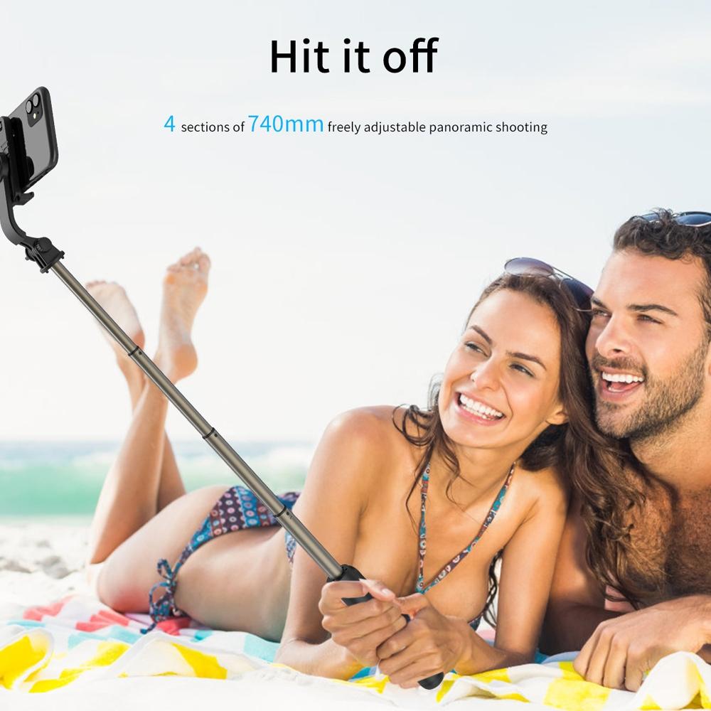 Bluetooth Remote Selfie Stick with Tripod and Phone Holder - White
