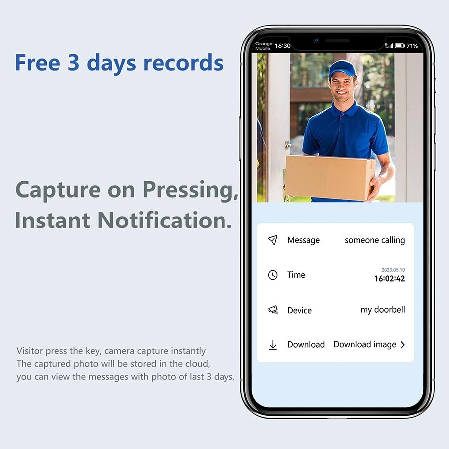 Wireless Security Doorbell With Bidirectional Voice Intercom