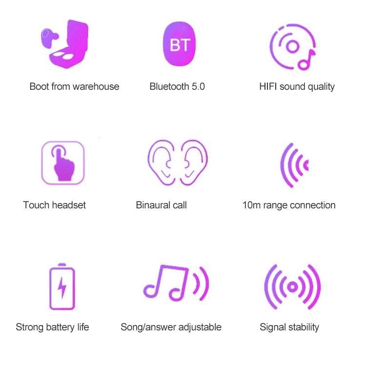 Wireless Bluetooth Headset with 2000mah Charging Case - Touch & Magnetic Charging - White