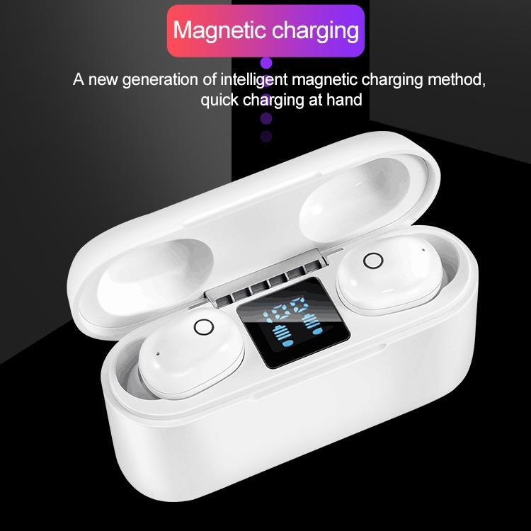 Wireless Bluetooth Headset with 2000mah Charging Case - Touch & Magnetic Charging - White