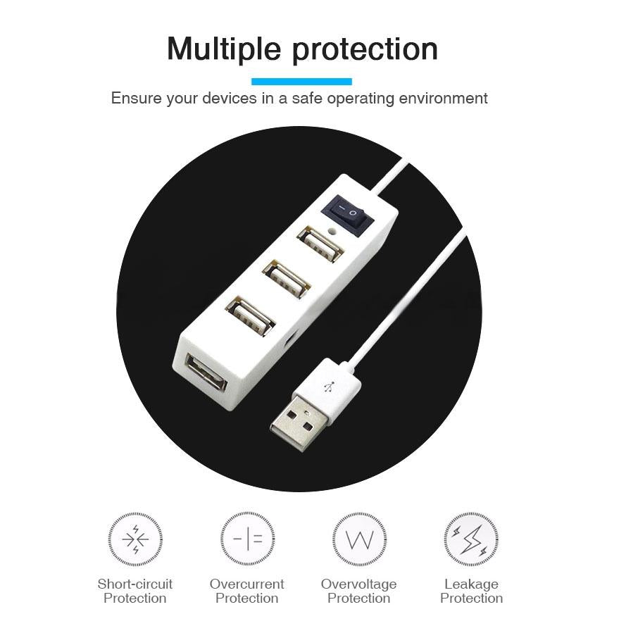 4-Port Usb 2.0 Hub With Switch - White
