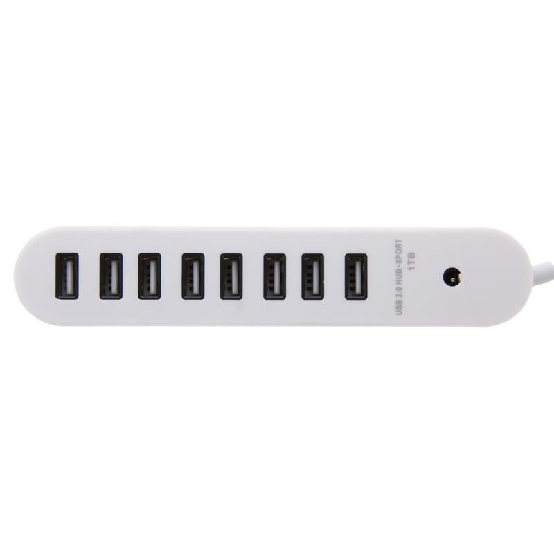8-Port Portable Usb 2.0 Hub 50Cm Length White