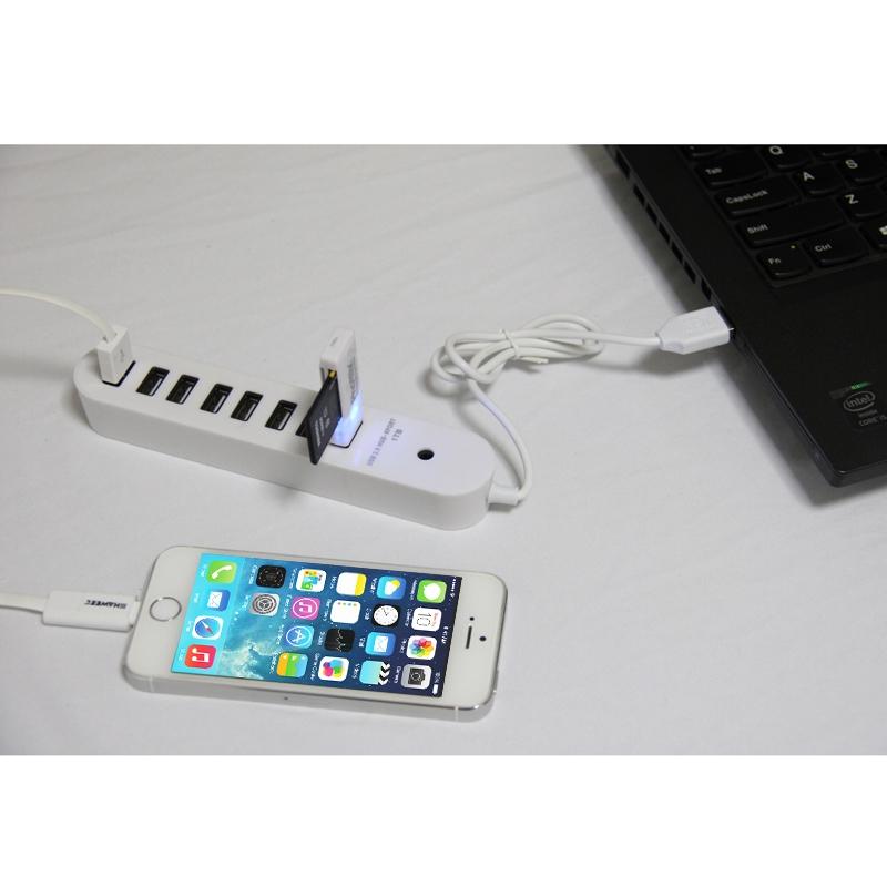 8-Port Portable Usb 2.0 Hub 50Cm Length White