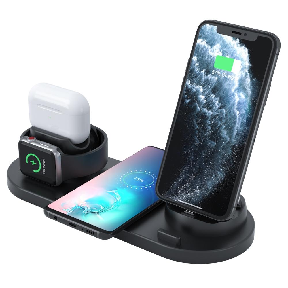 6 In 1 Wireless Charger For Iphone Apple Watch Airpods & Android - White