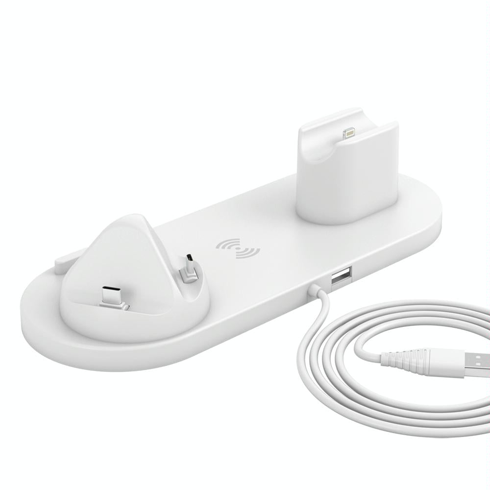 6 In 1 Wireless Charger For Iphone Apple Watch Airpods & Android - White