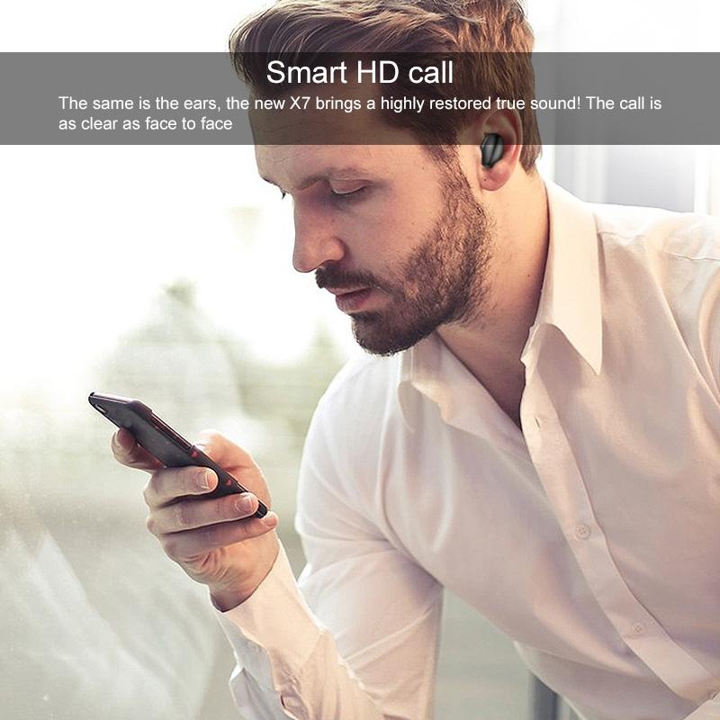 Wireless Stereo Bluetooth Headset with Charging Case and Digital Display - X7 Tws V5.0 - White