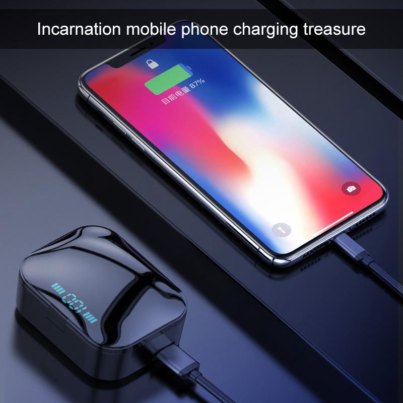 Wireless Stereo Bluetooth Headset with Charging Case and Digital Display - X7 Tws V5.0 - White