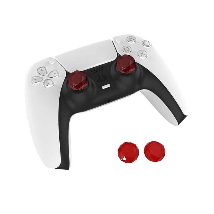 2 Pcs Diamond Texture Games Grip Caps for Ps5 - Clear White