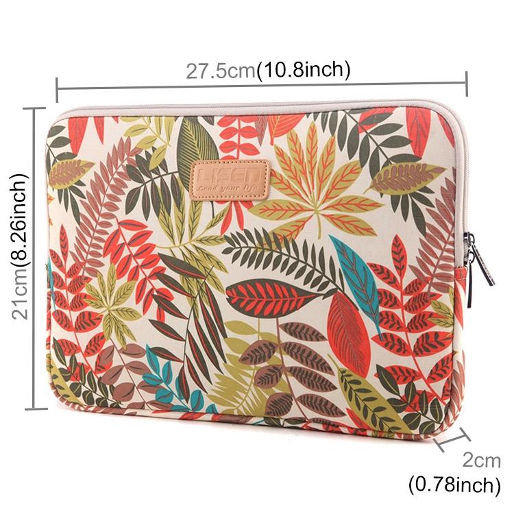 Sleeve Case Colourful Leaves Zipper Briefcase Carrying Bag - White