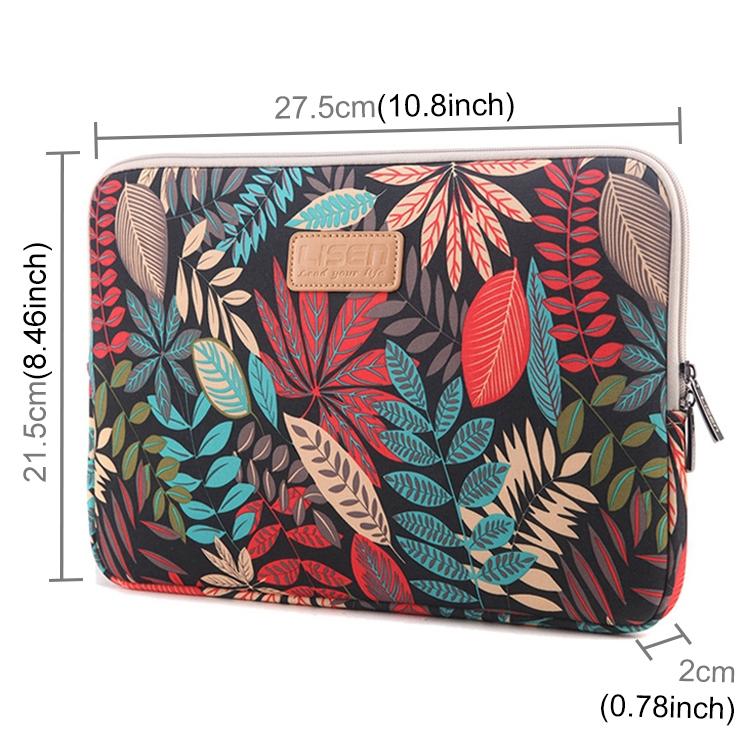 Sleeve Case Colourful Leaves Zipper Briefcase Carrying Bag - White