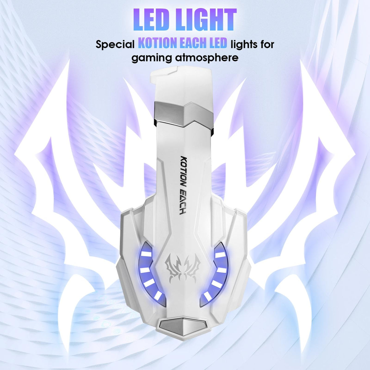 3.5Mm Gaming Headset With Mic & Led For Laptop / Phone - White