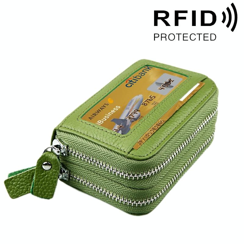 11-slot Rfid Blocking Leather Card Holder Wallet with Coin Pocket - Yellow