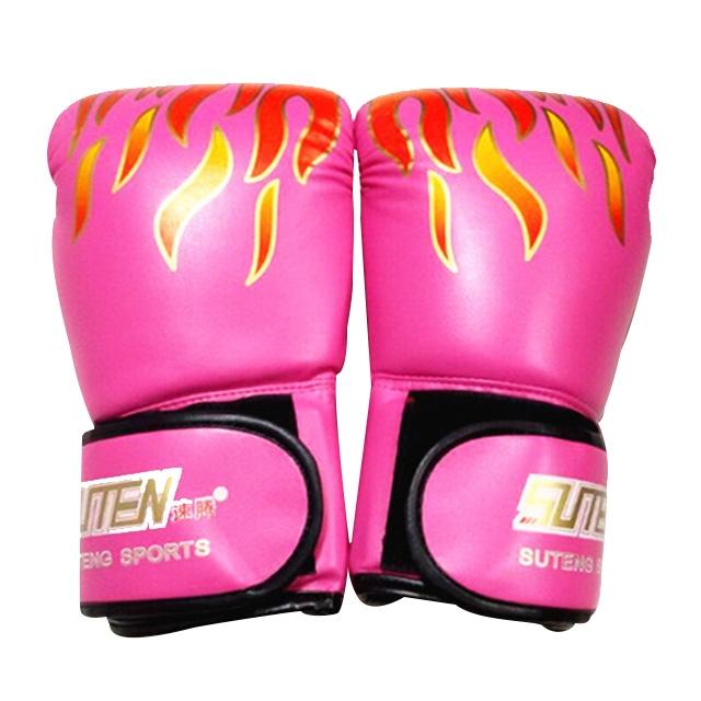 Adult Flame Pattern Pu Leather Boxing Gloves - Yellow