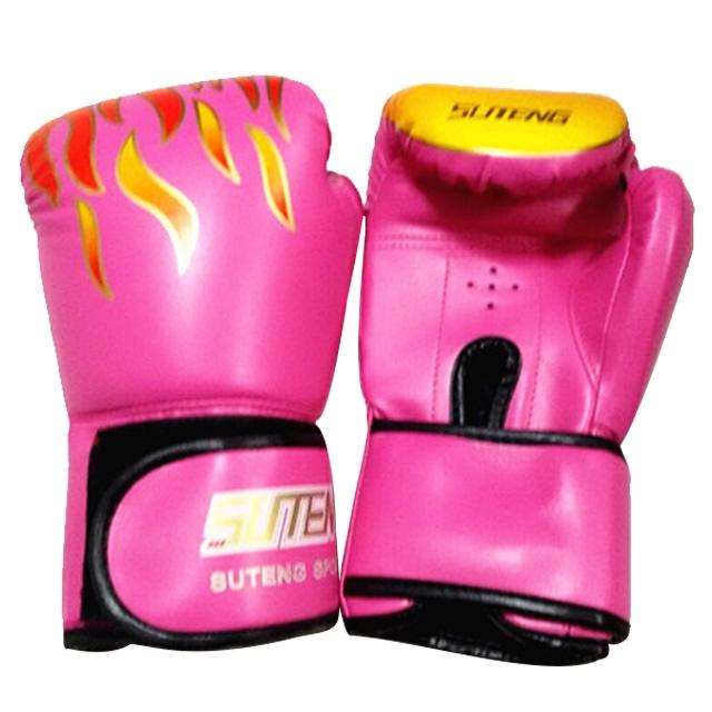 Adult Flame Pattern Pu Leather Boxing Gloves - Yellow