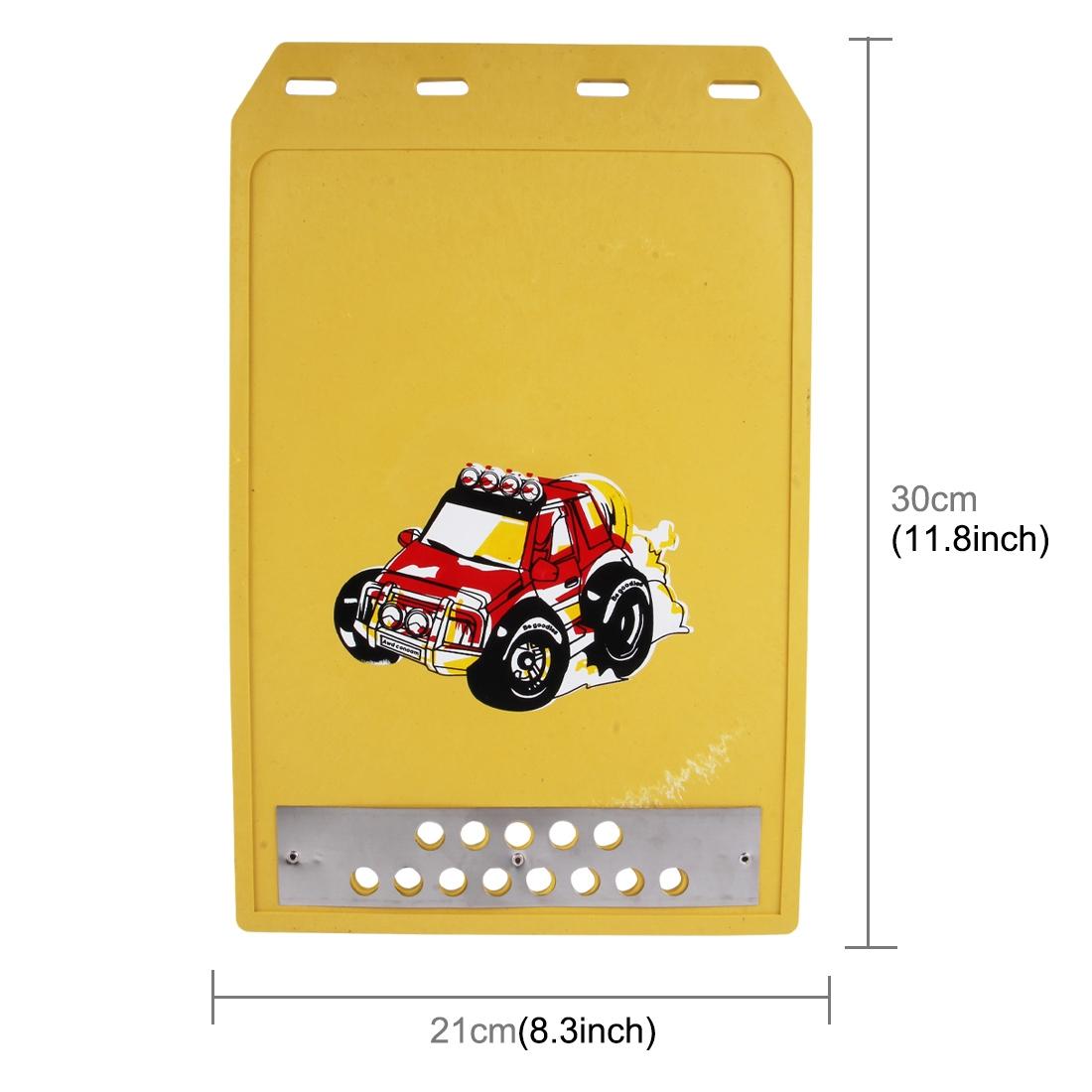 2 Pcs Premium Heavy Duty Molded Splash Mud Flaps Auto Front And Rear Fender Guard Small Size Random Pattern Delivery - Yellow