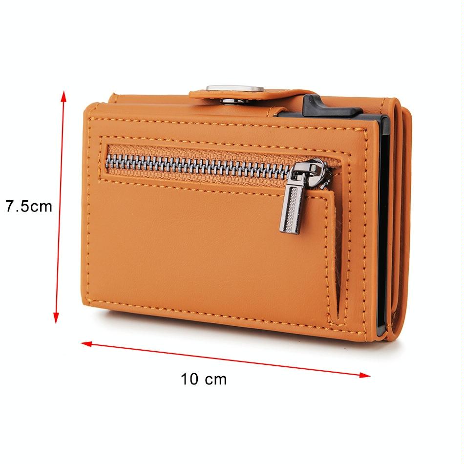 Carbon Fiber Rfid Zipper Card Holder - Sleek and Secure - Brown