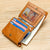 Multi-Functional Oil Wax Leather Rfid Wallet - Brown