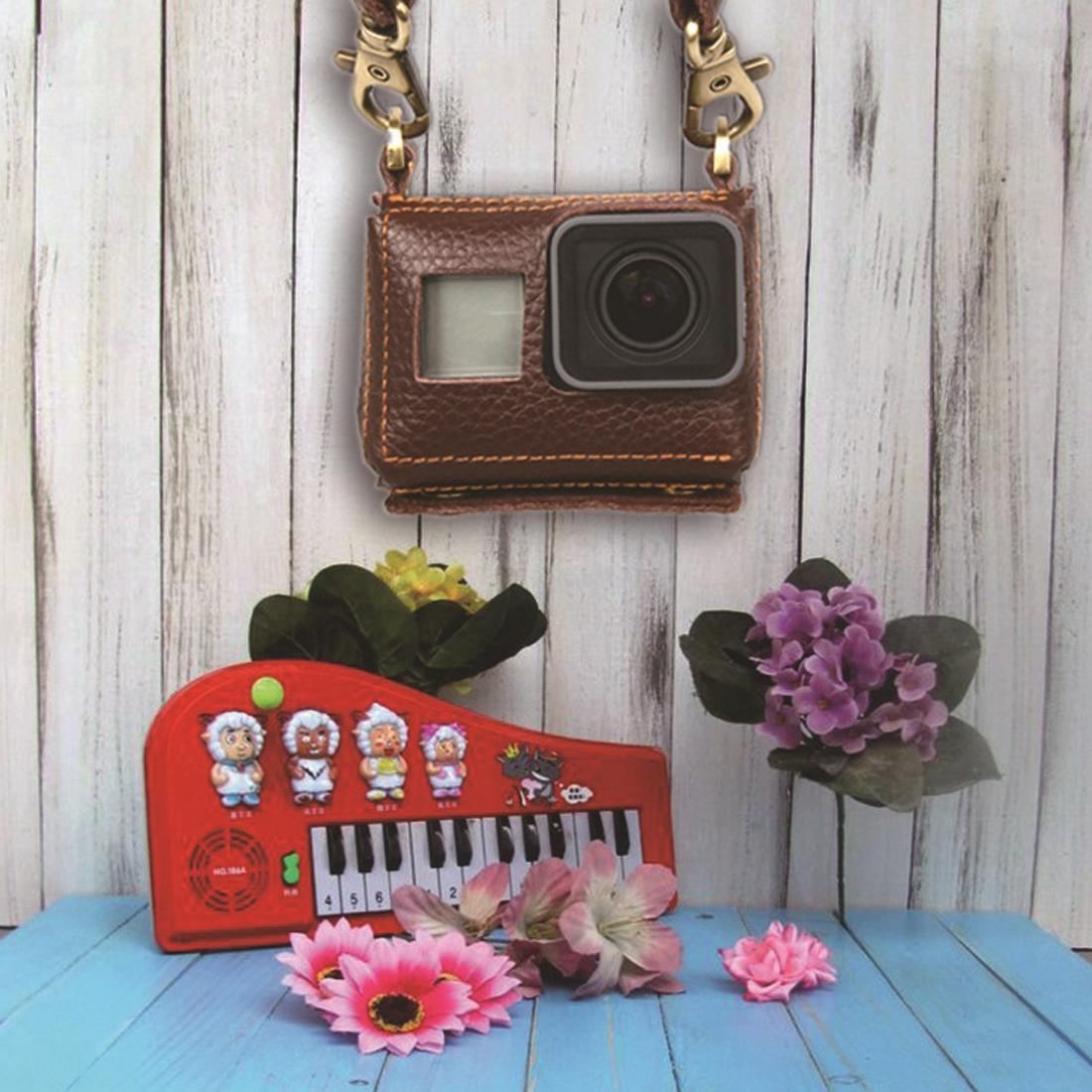 Genuine Leather Protective Case for Gopro Hero4 with Litchi Texture and Sling