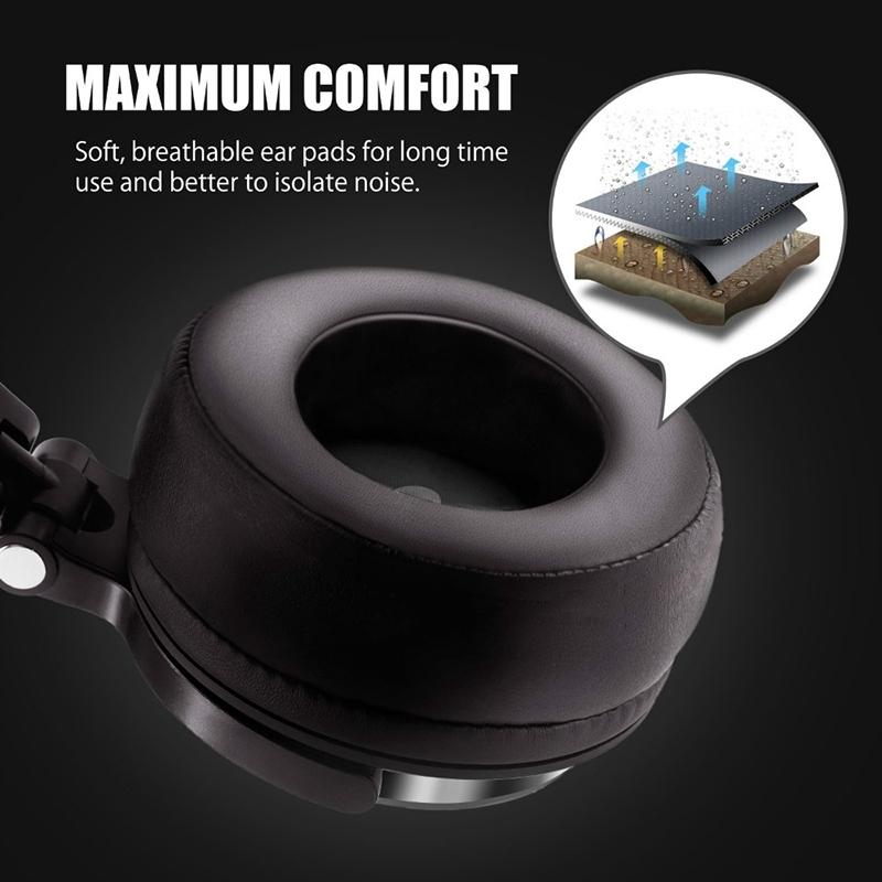 Head-Mounted Wired Headphone With Microphone Brown