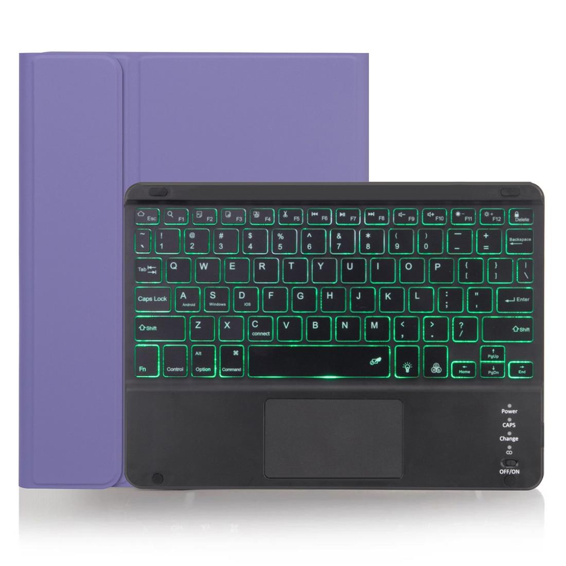 Detachable Bluetooth Keyboard Tablet Case For Ipad Pro 11 With Touchpad Pen Slot &amp; Backlight - Plain Texture - Light Purple