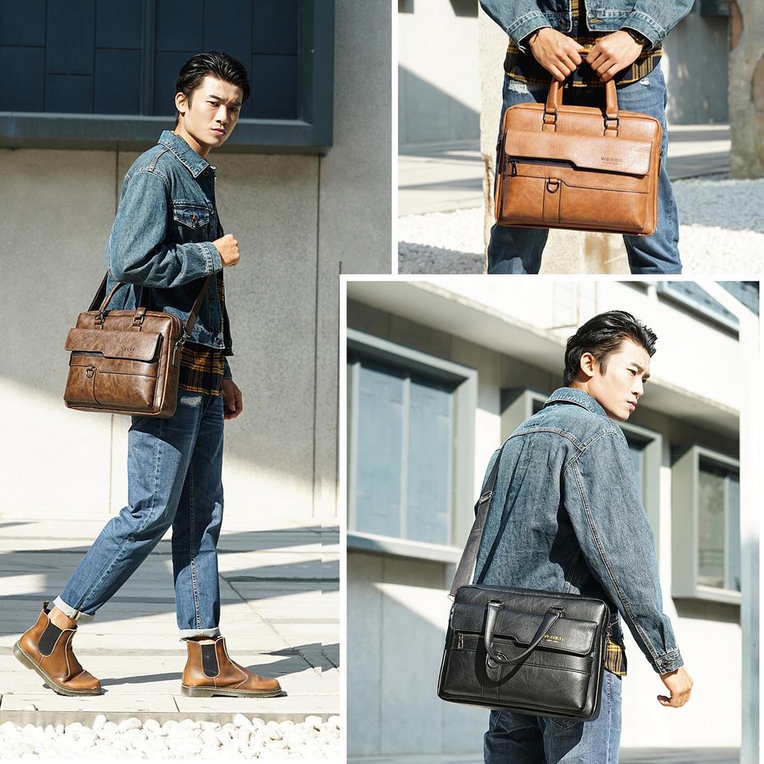Retro Pu Leather Men Crossbody Bag - Dark Brown