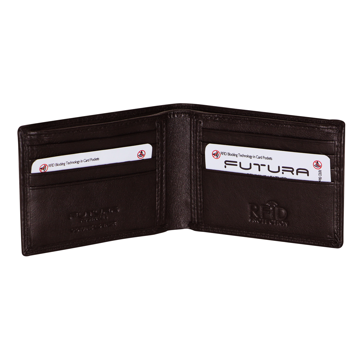 Futura Mens RFID Slim Leather Wallet - Brown
