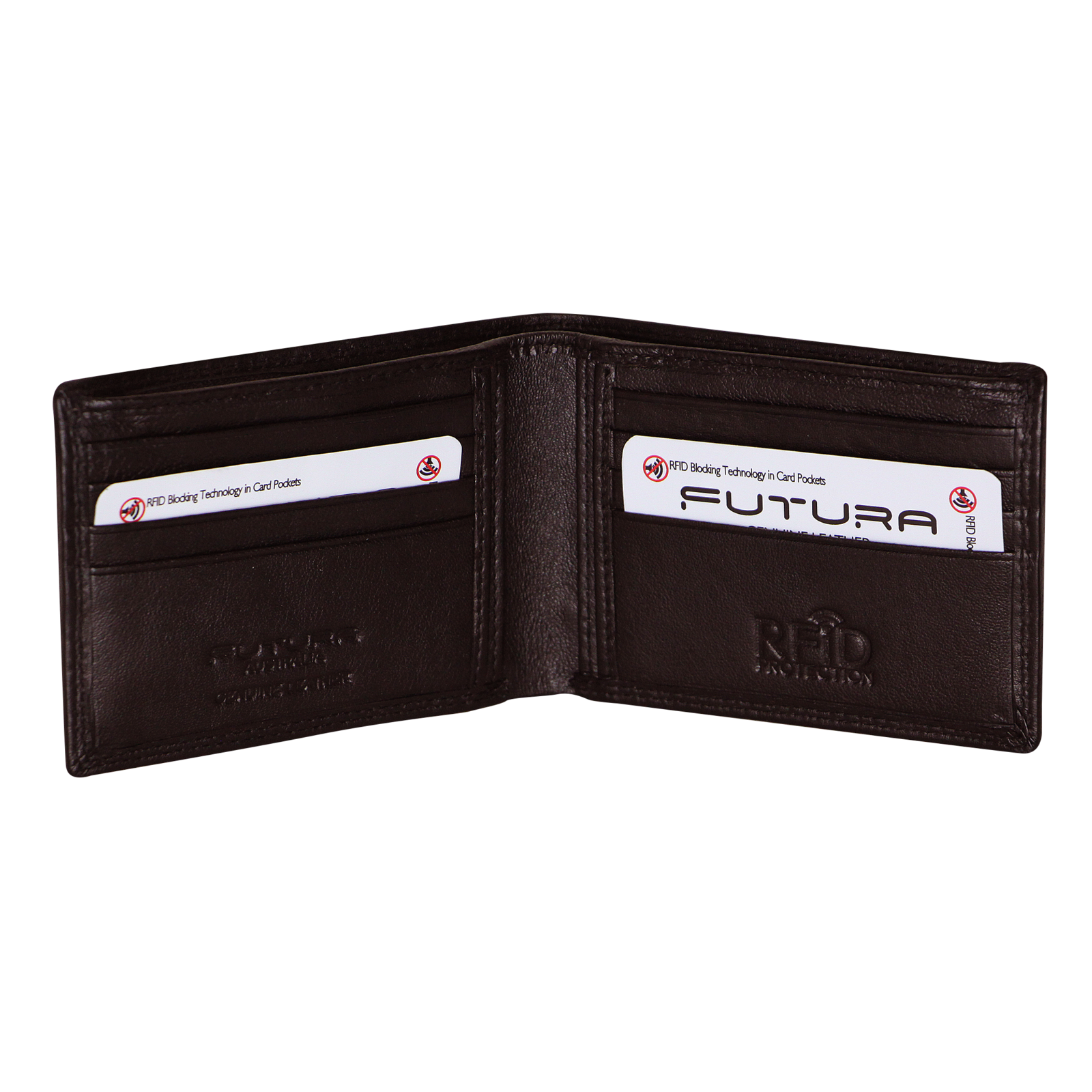 Futura Mens RFID Slim Leather Wallet - Brown