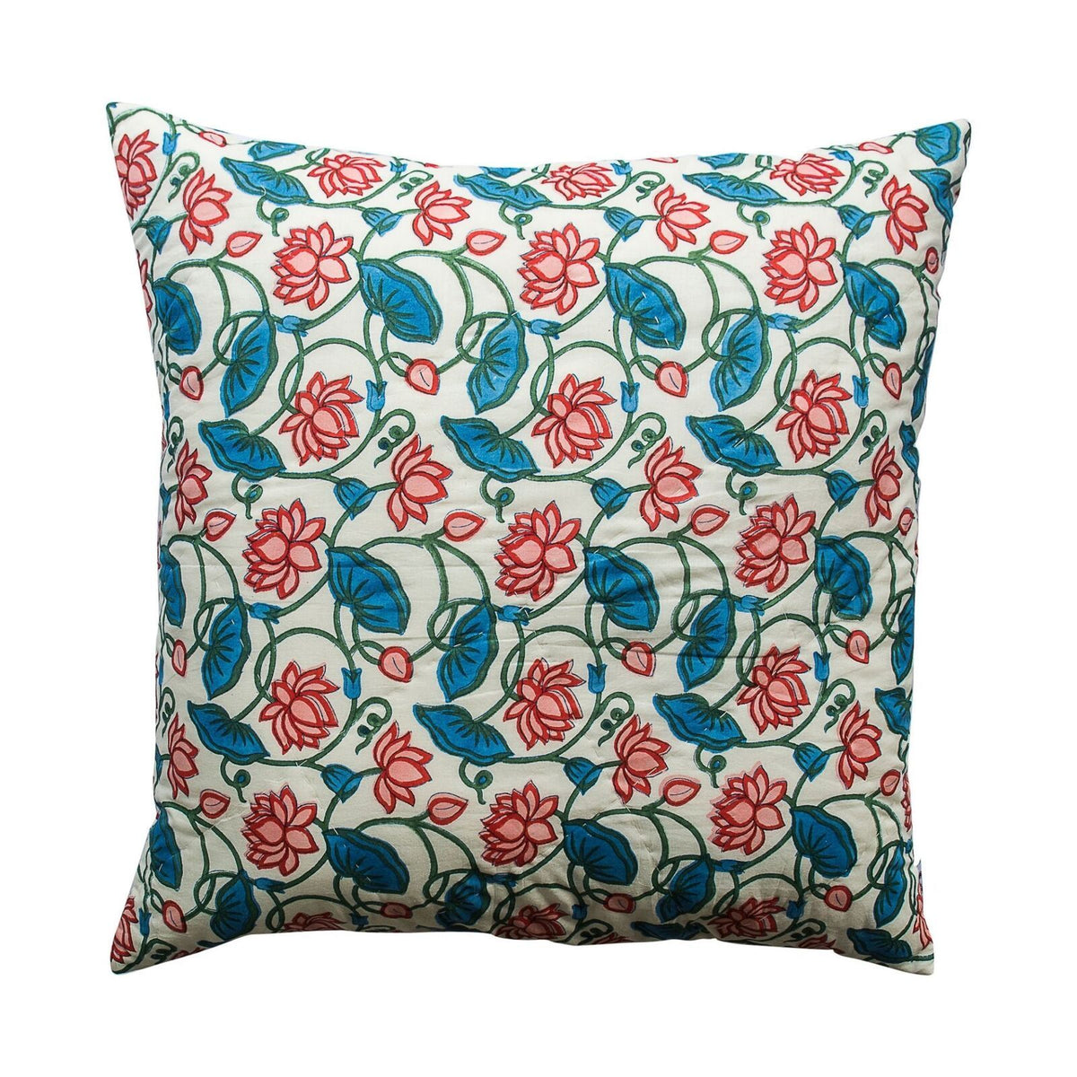 Kolka Kumudani Quilted Euro Sham Quilted Front &amp; Envelope Tie-Back Closure- Blue