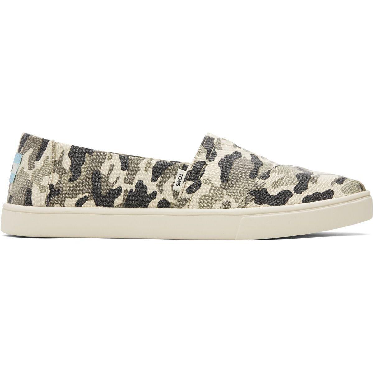 TOMS Womens Casual Canvas Slip On Sneakers Shoes Espadrilles - Army Camo Camouflage - US 8