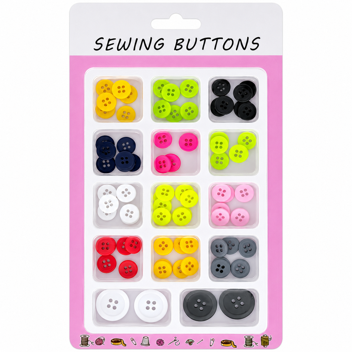 Sewing Buttons Assorted Colours Multipack for Craft and Repairs (65 Buttons Total Approx)