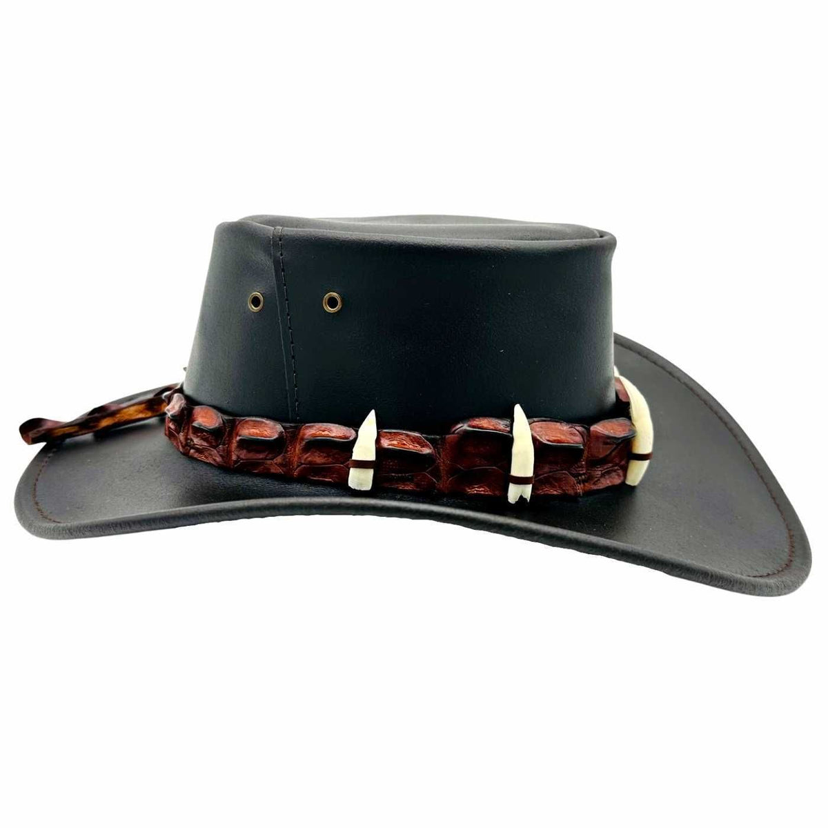 Jacaru 110 Croc Hunter Outback Hat with Real Crocodile Headband - Brown