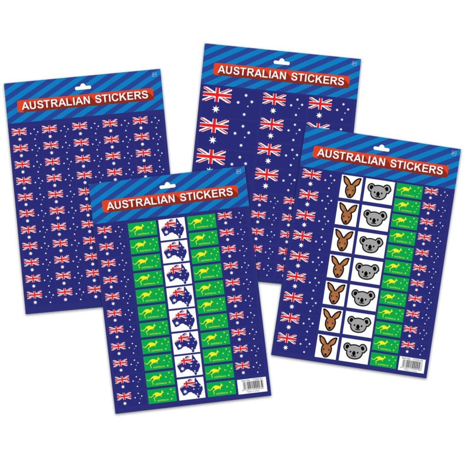 Australian Flag Stickers – 4x A4 Sheets of Festive Stickers for Australia Day Celebrations