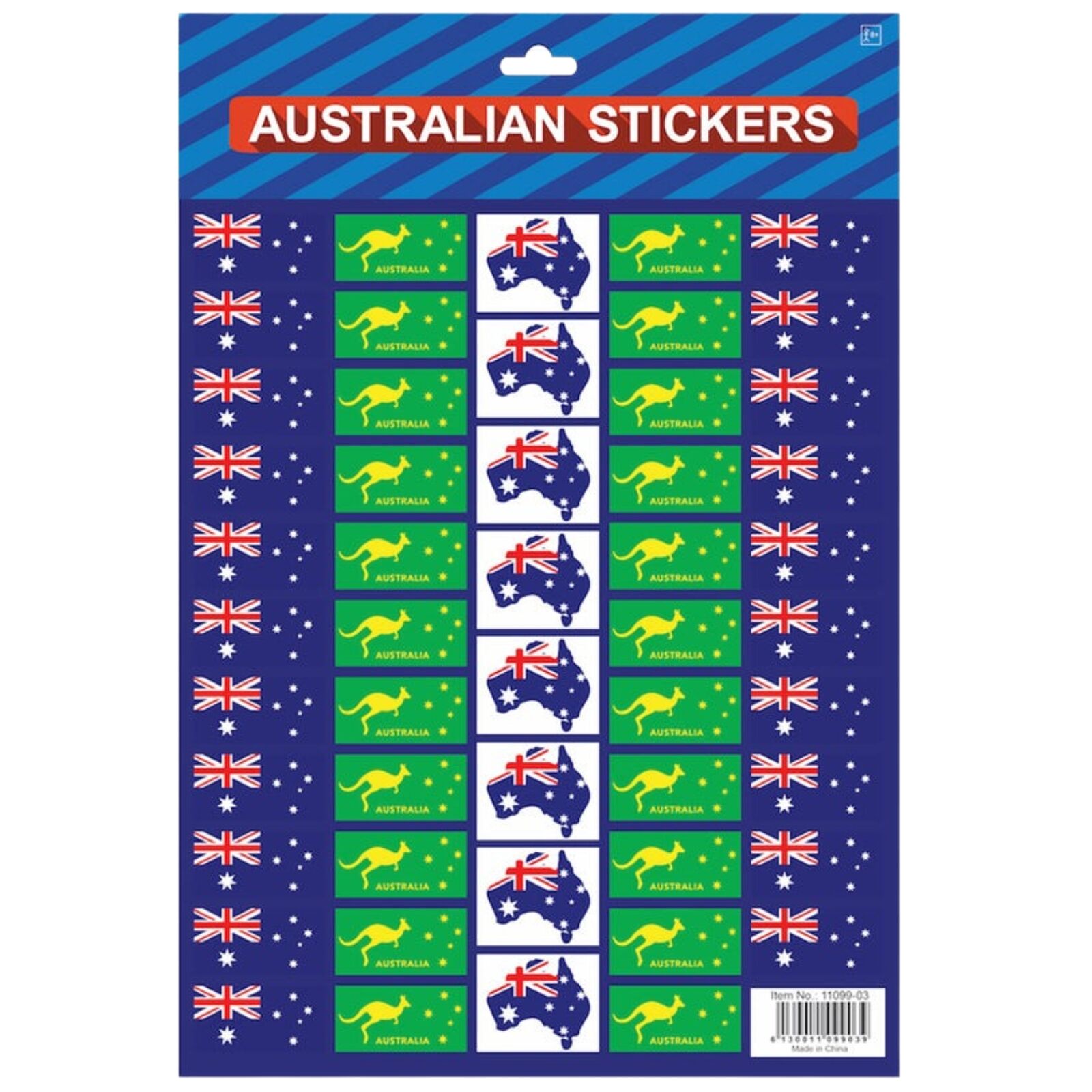 Australian Flag Stickers – 4x A4 Sheets of Festive Stickers for Australia Day Celebrations