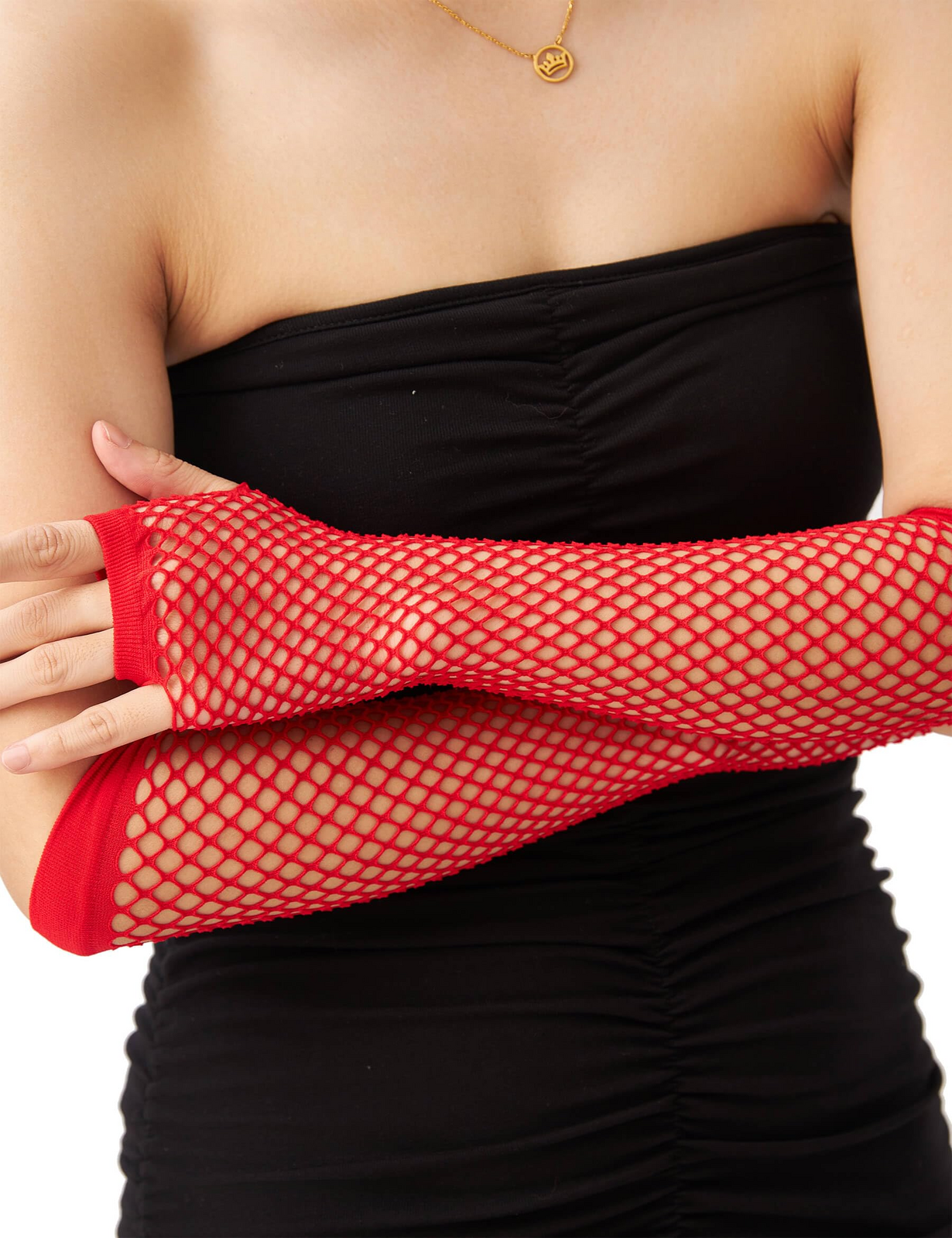 12x Long Elbow Length Fishnet Gloves Fingerless 70s 80s Womens Costume Party Bulk in Red