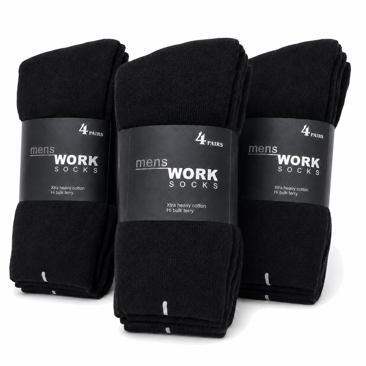 12 Pairs THICK WORK SOCKS Terry Cotton Extra Heavy Duty Outdoor Warm Mens in Black