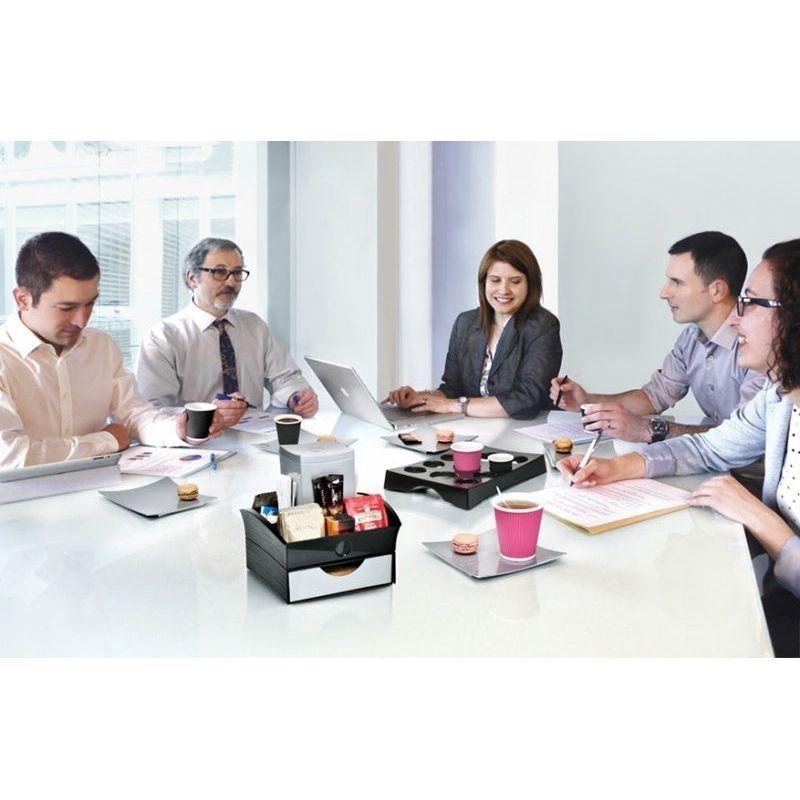 CEP Tea Coffee Storage Home Office Organizer Organiser Distributor Tray - Black