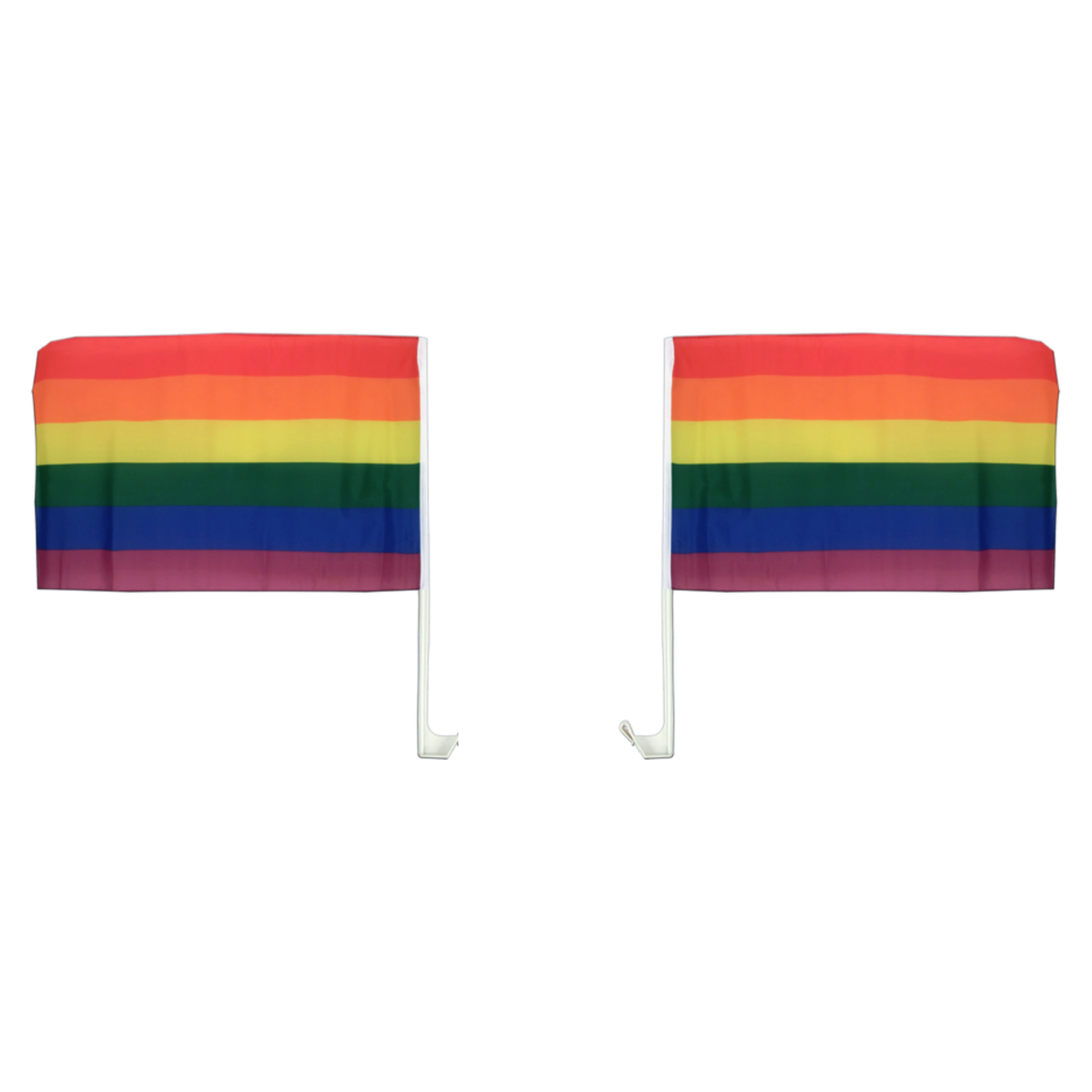 2x RAINBOW CAR FLAG with Window Clip Flags Australia Day 30cm x 45cm Gay Pride