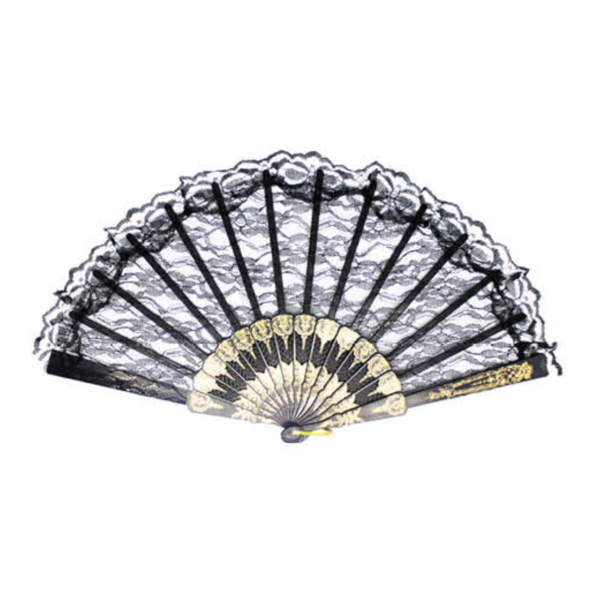 LACE FAN Hand Folding Wedding Party Bridal Spanish Costume Accessory - Black