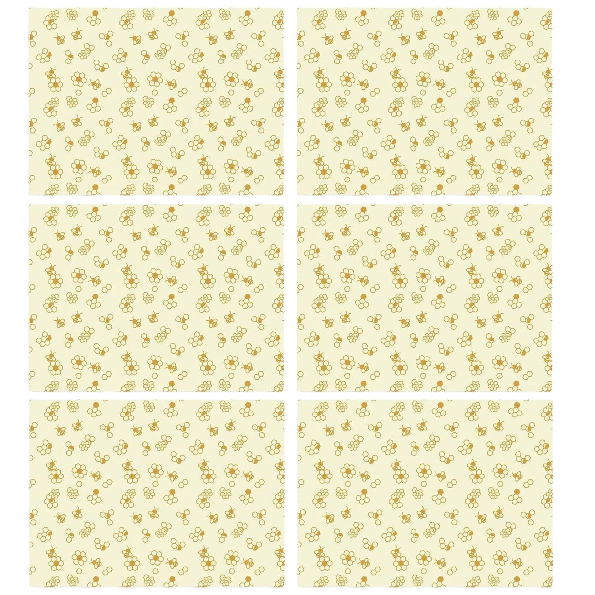 6x Karlstert Natural Beeswax Honeycomb Food Wrap in Honeybee Print 43 x 58.5cm