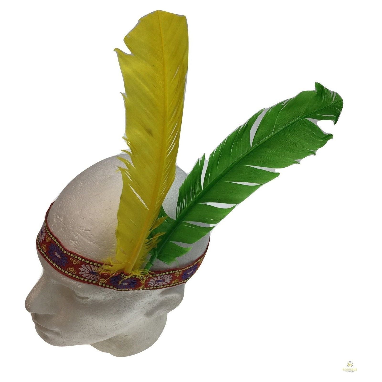 INDIAN Two Feather Headband Headdress Fancy Dress Native American Costume Party