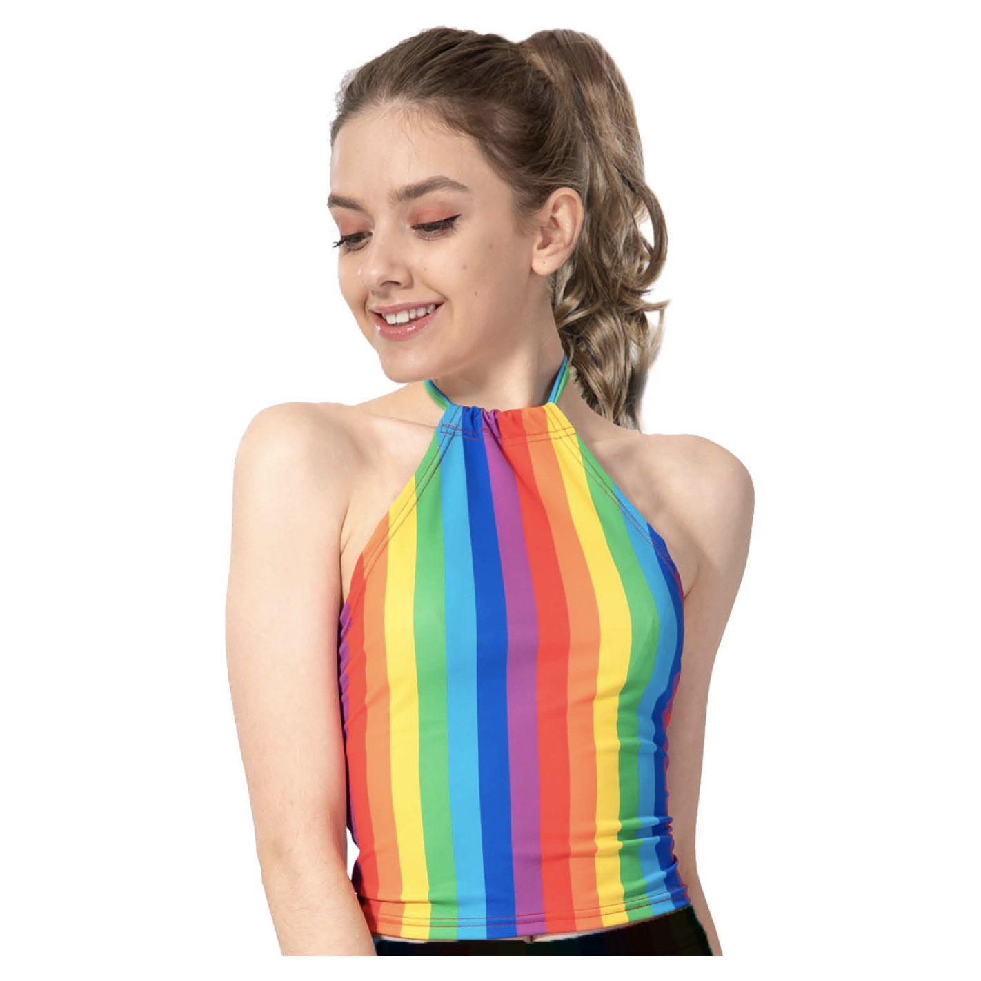 Womens RAINBOW HALTER Top LGBT Gay Lesbian Gay Pride Tank T-Shirt