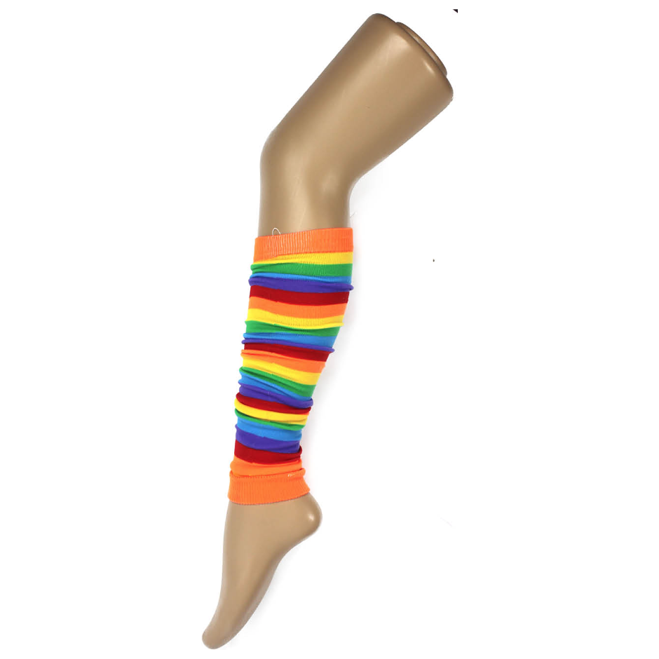 RAINBOW LEG WARMERS Party Costume Fine Stretch Ladies Girls Fancy Dress - Rainbow