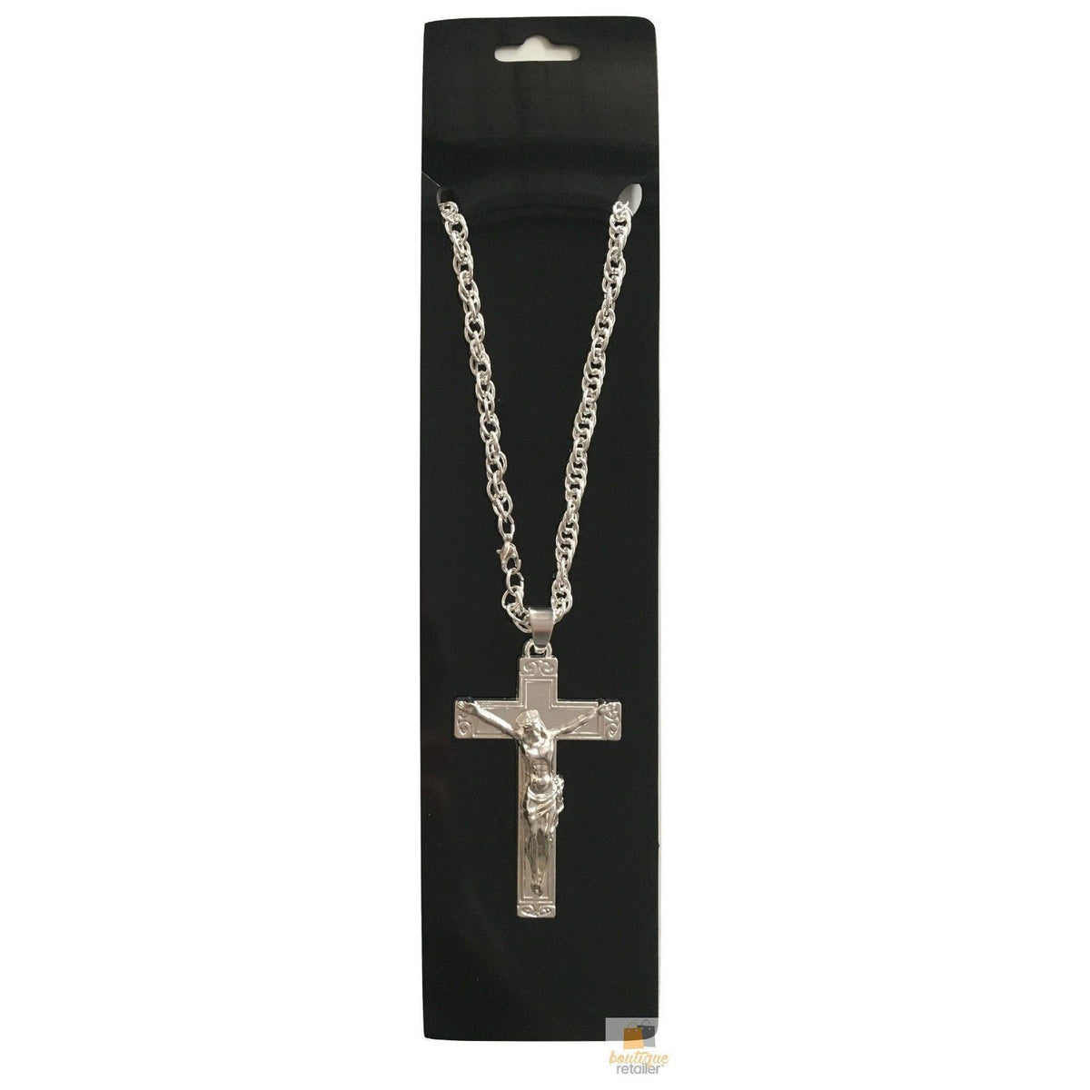 Jesus Christ Metal Necklace Chain Pendant Chain Jewellery Crucifix - Silver