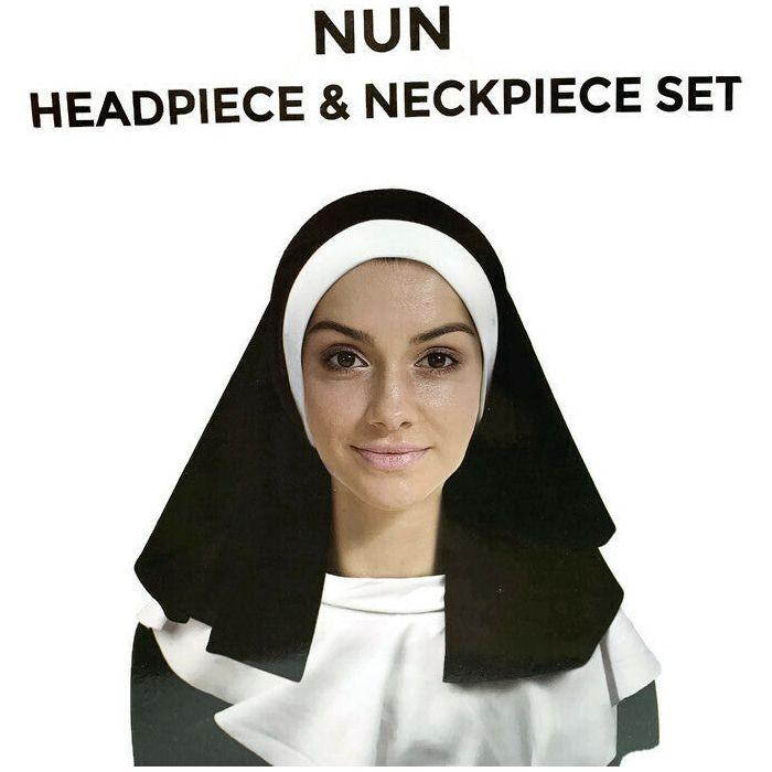 NUN Headpiece & Neckpiece Set Kit Collar Saints Sinners Church Sister Party