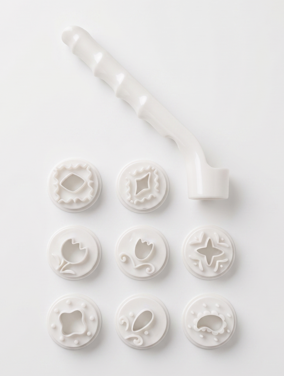Avanti 9-Piece Fondant Stamp Set w/ Interchangeable Design Discs (Decorating Tool)